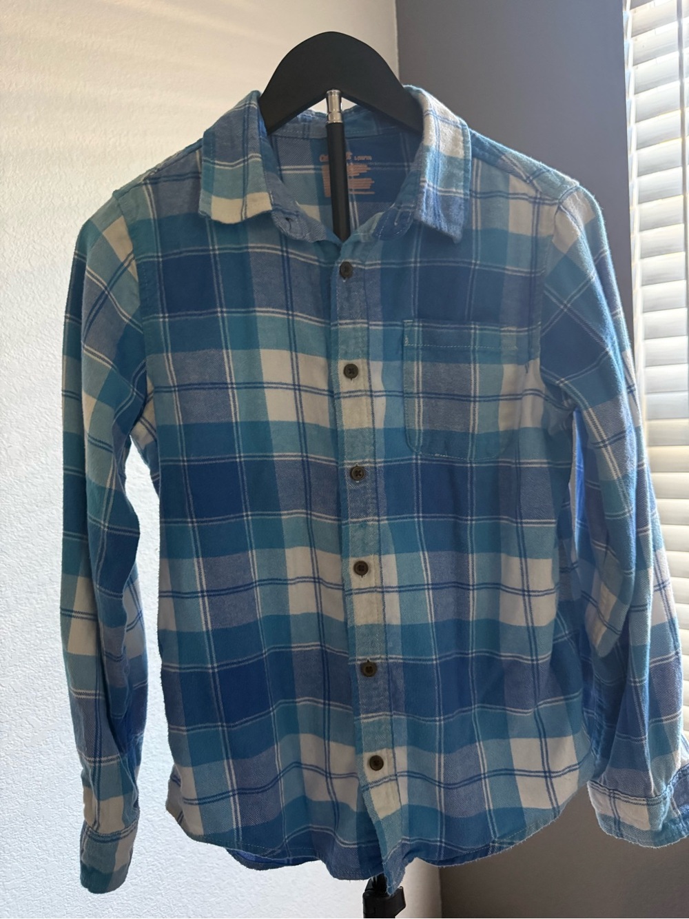 Cat & Jack Blue and White Plaid Button-Down Shirt